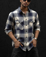 Navy Blue Regular Fit Checked Full Sleeves Shirt