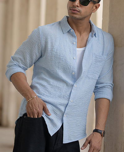 Blue Structured Shirt