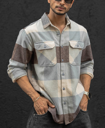 Multi Colour Double Pocket Regular Fit Full Sleeves Shirt