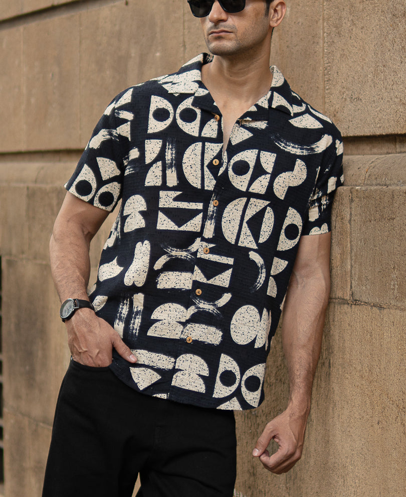 Black Abstract Print Shirt