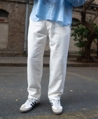 White Structured Pant With Belt