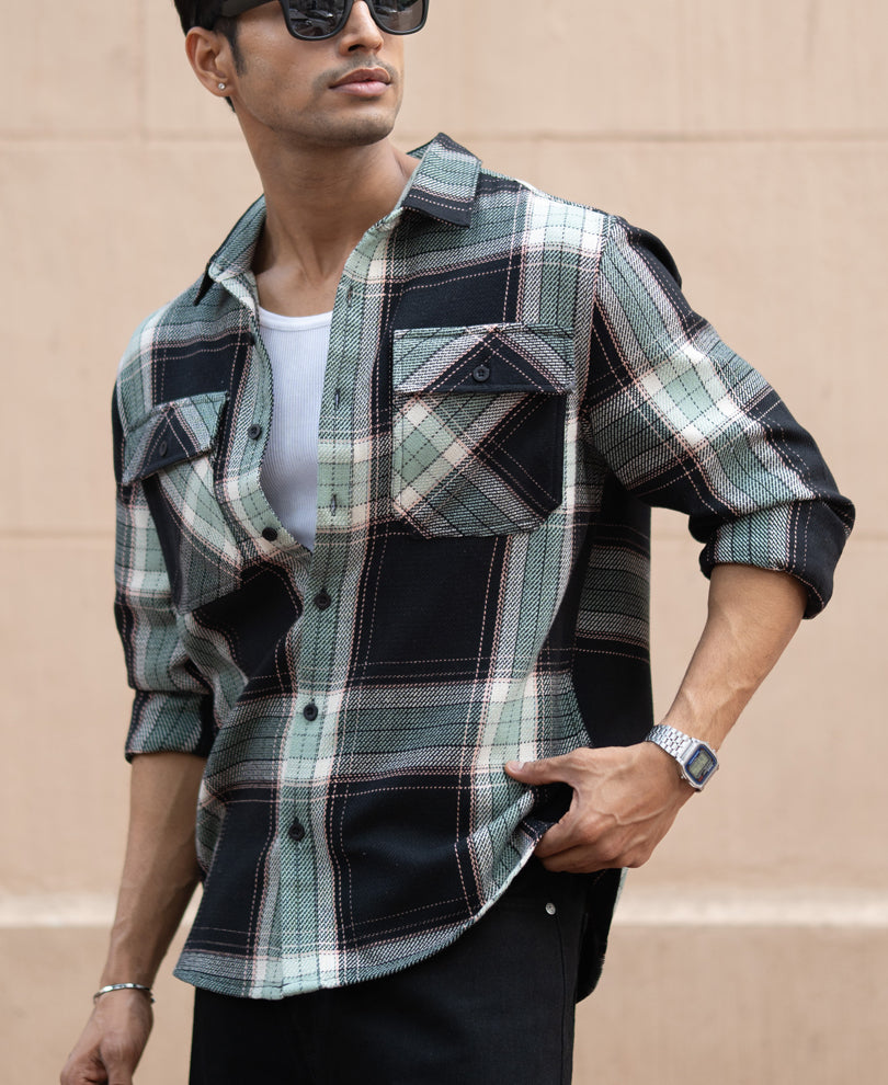 Black Structure Checks Shirt.