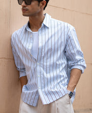 Pale Blue Lightweight Stripe Shirt.