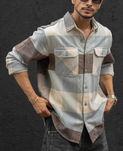 Multi Colour Double Pocket Regular Fit Full Sleeves Shirt