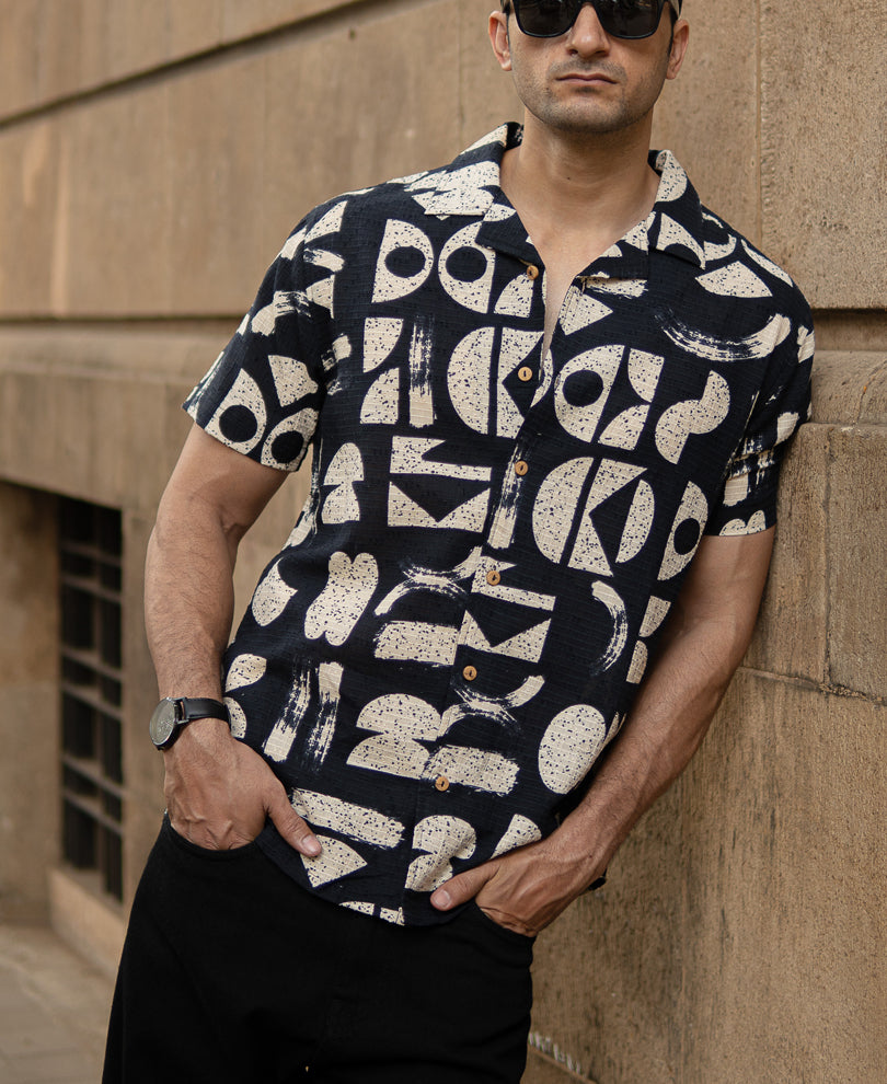 Black Abstract Print Shirt