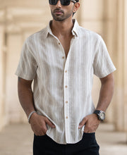 Beige Structured Stripe Shirt