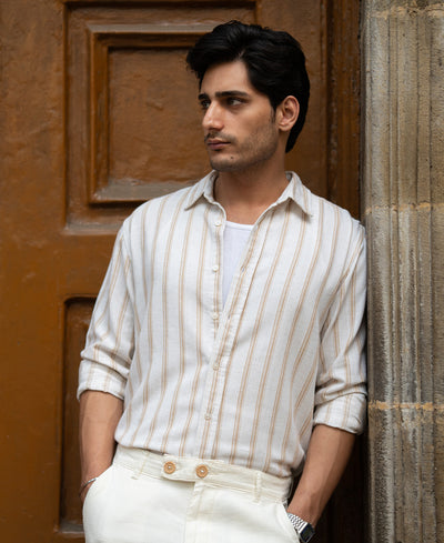 Natural & Beige Broad Stripe Shirt