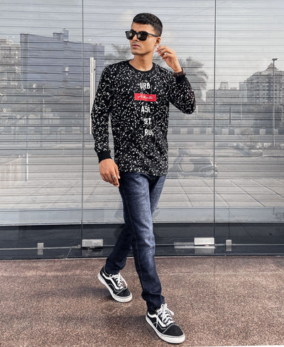 Black URB Paint Spots Full Sleeves T Shirt