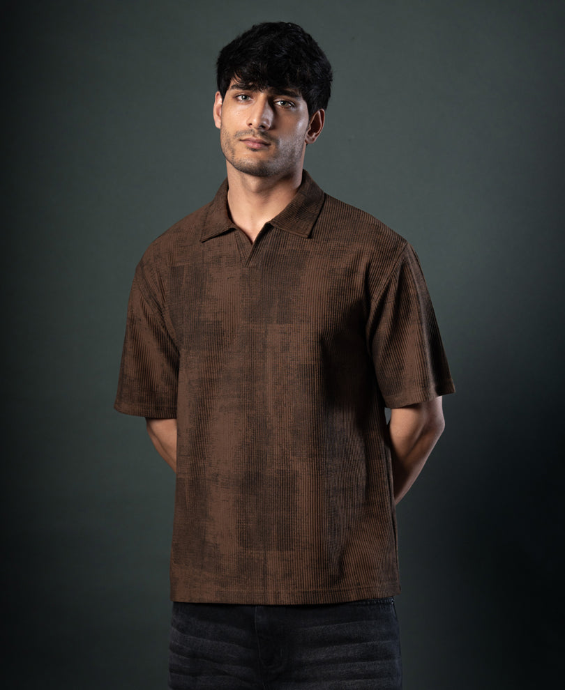 Brown Grunge Print T-Shirt.