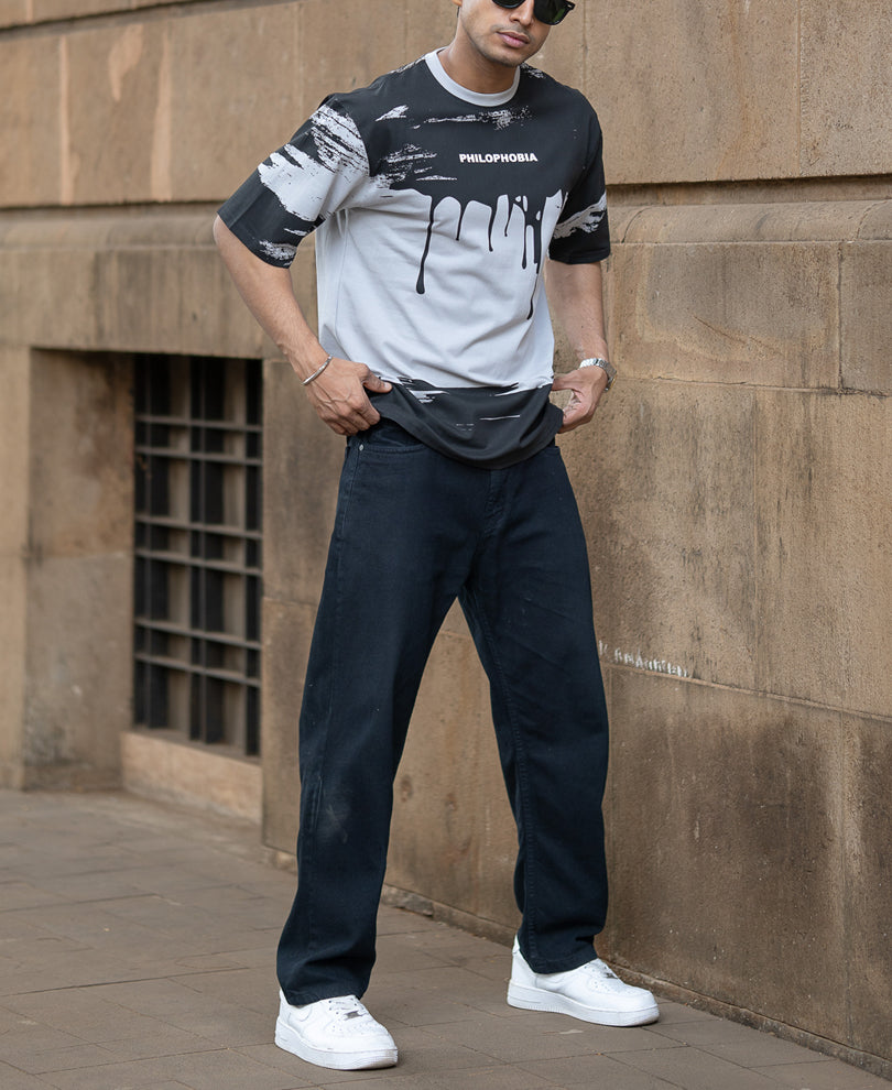 Black & Grey Abstract Graphic T-Shirt