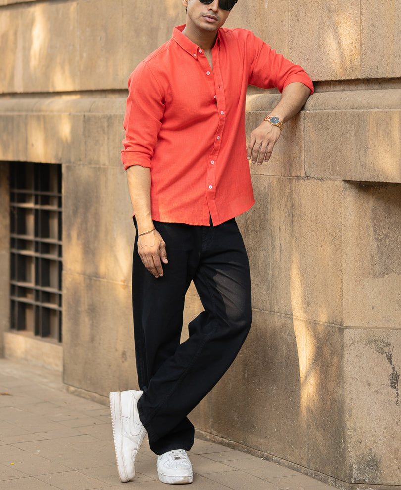 Fiery Red Lightweight Linen Shirt