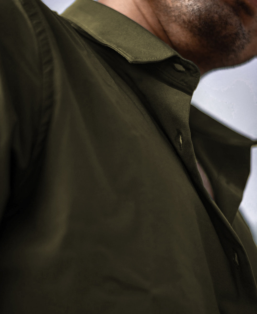 Mens Dark Green Stretchable Full Sleeves Shirt