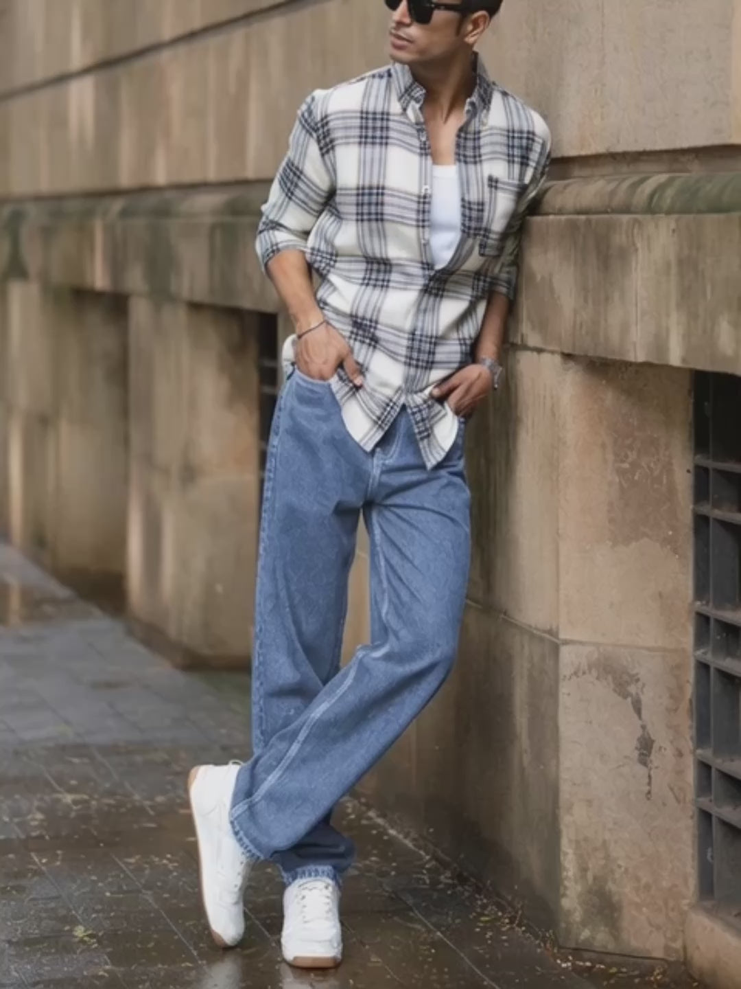 Load video: Multicolour Structured Checks Button Down Shirt