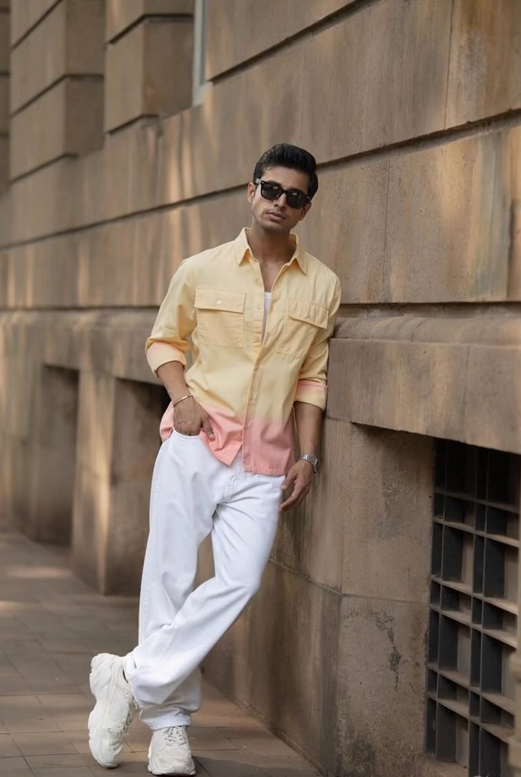 Yellow Ombre Structured Shirt.