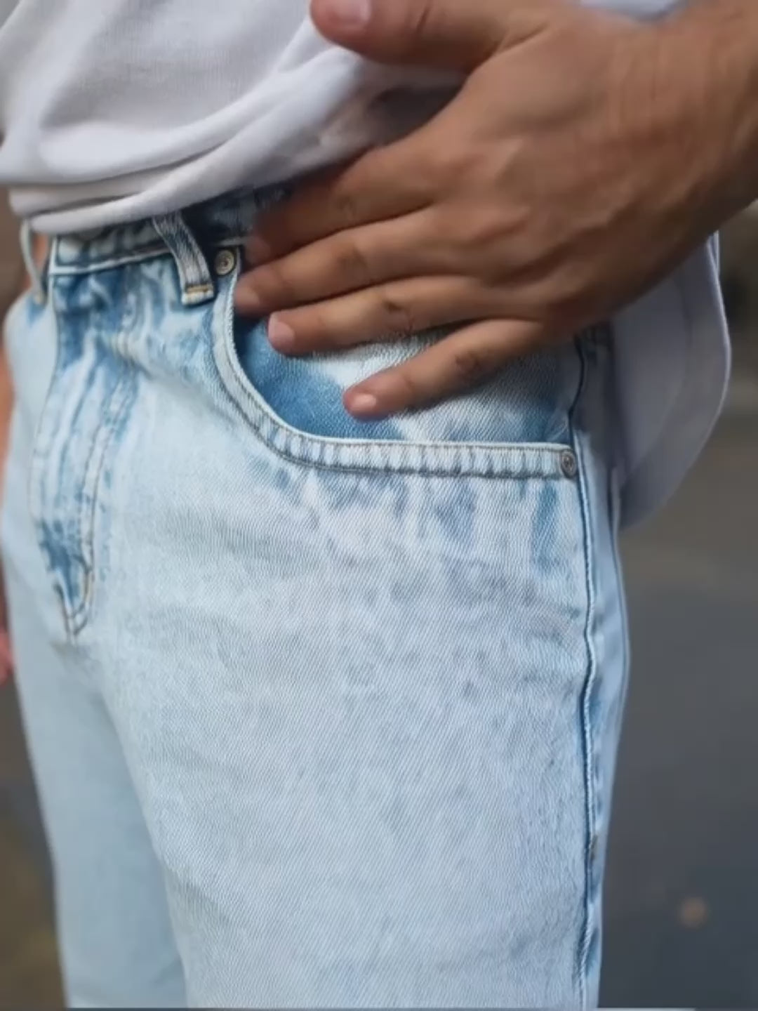 Load video: Ice Blue Washed Baggy Jeans