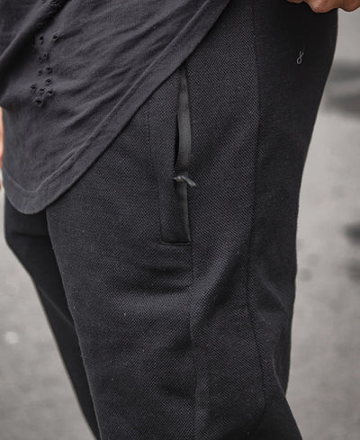 Plain Black Ribbed Joggers