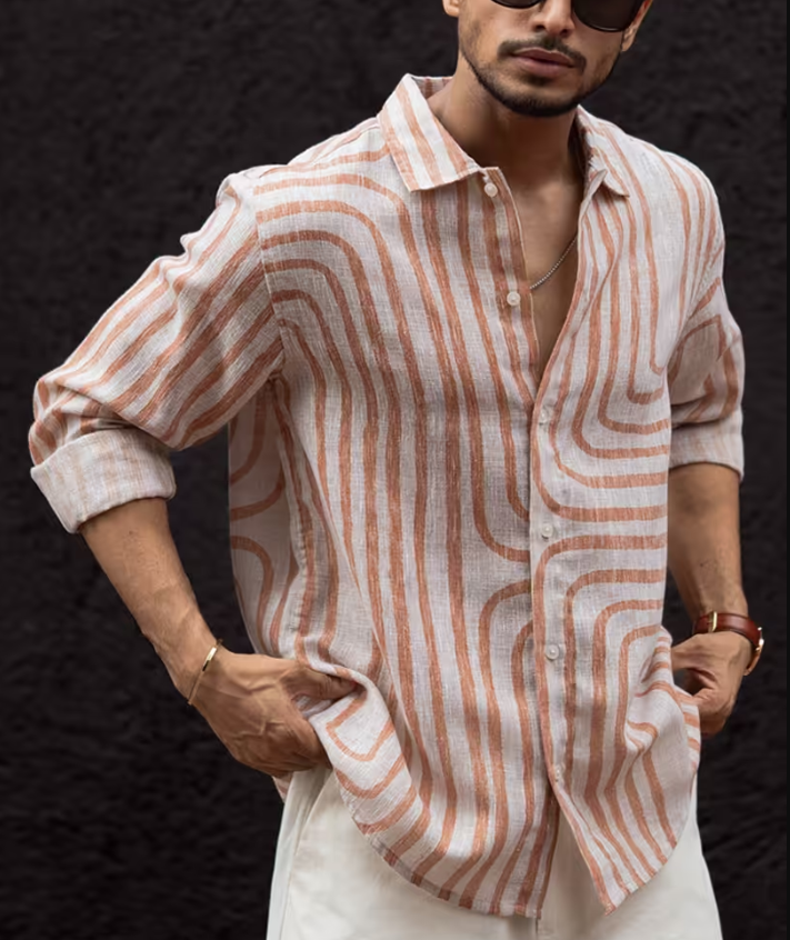 Rust Brown Regular Fit Full Sleeves Shirt